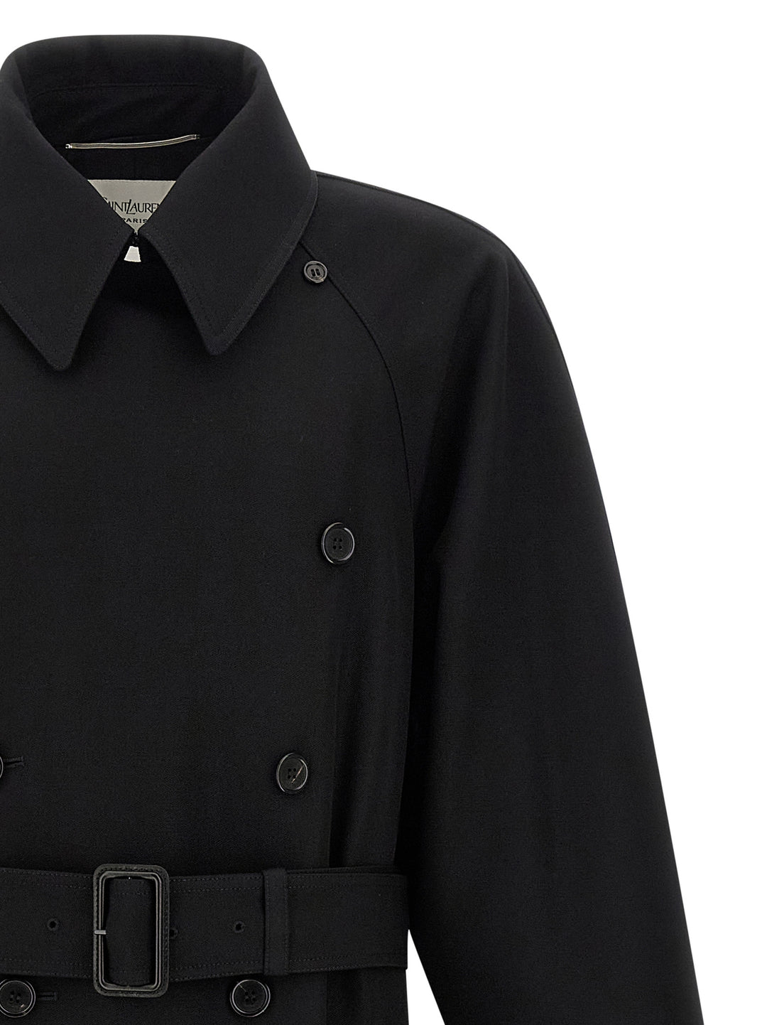 Saint Laurent Double-Breasted Coat Trench e Impermeabili - Nero | 0d497b23db1164801e26570a94a4748220a14e26