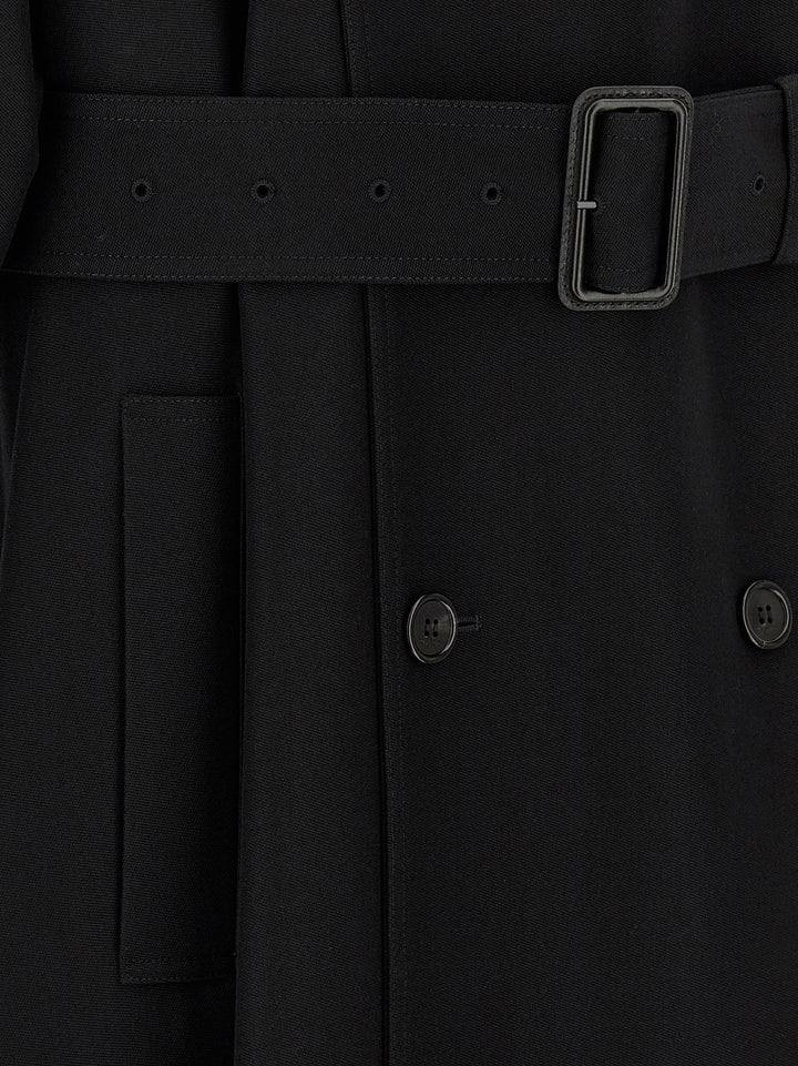 Saint Laurent Double-Breasted Coat Trench e Impermeabili - Nero | 20659297f3258164758ddcb46771a817bf653820