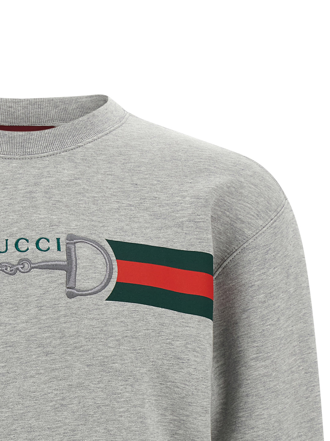 Gucci Web Ribbon And Horsebit Felpe - Grigio | fbad00f18a2c338206433104363d4dca4b3beb91