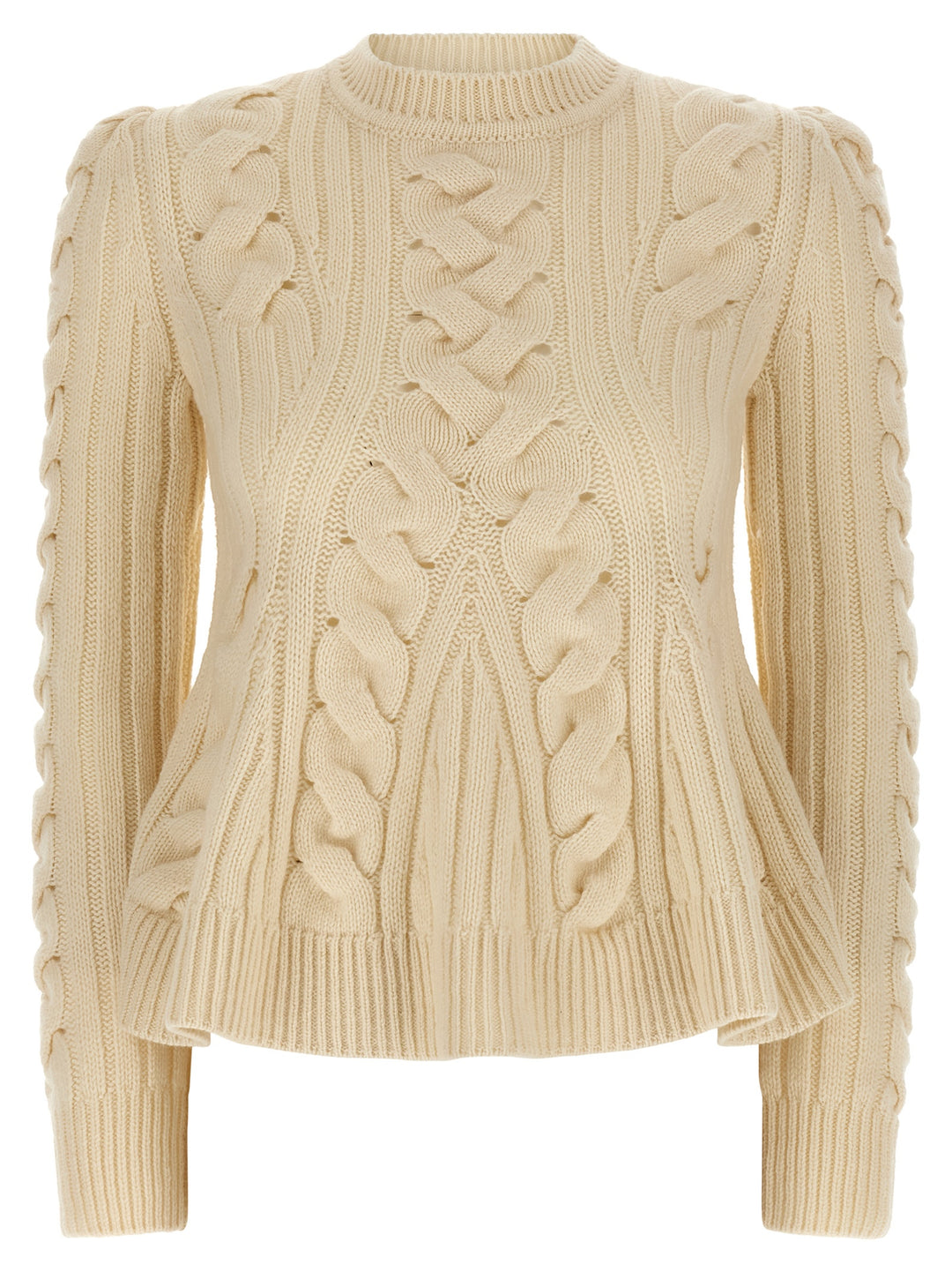 Mcqueen Peplum Cable Maglioni - Beige | fd38236626d3dab770cb26f55ad75f719fe05167