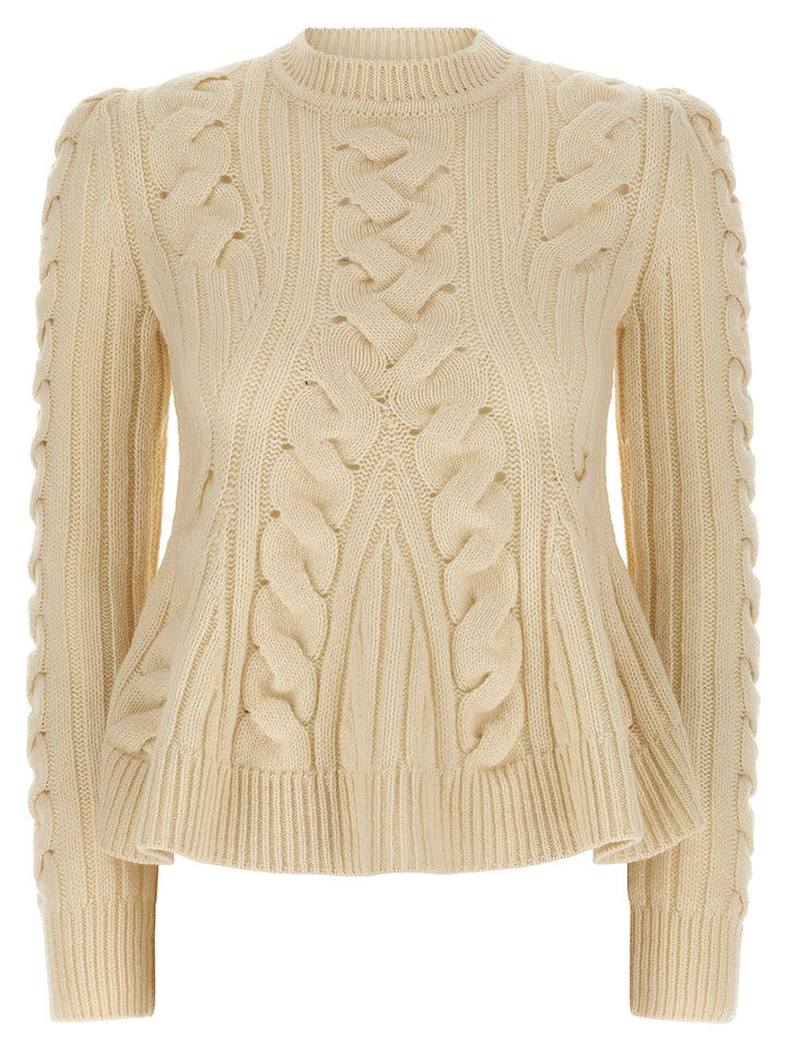 Mcqueen Peplum Cable Maglioni - Beige | fd38236626d3dab770cb26f55ad75f719fe05167
