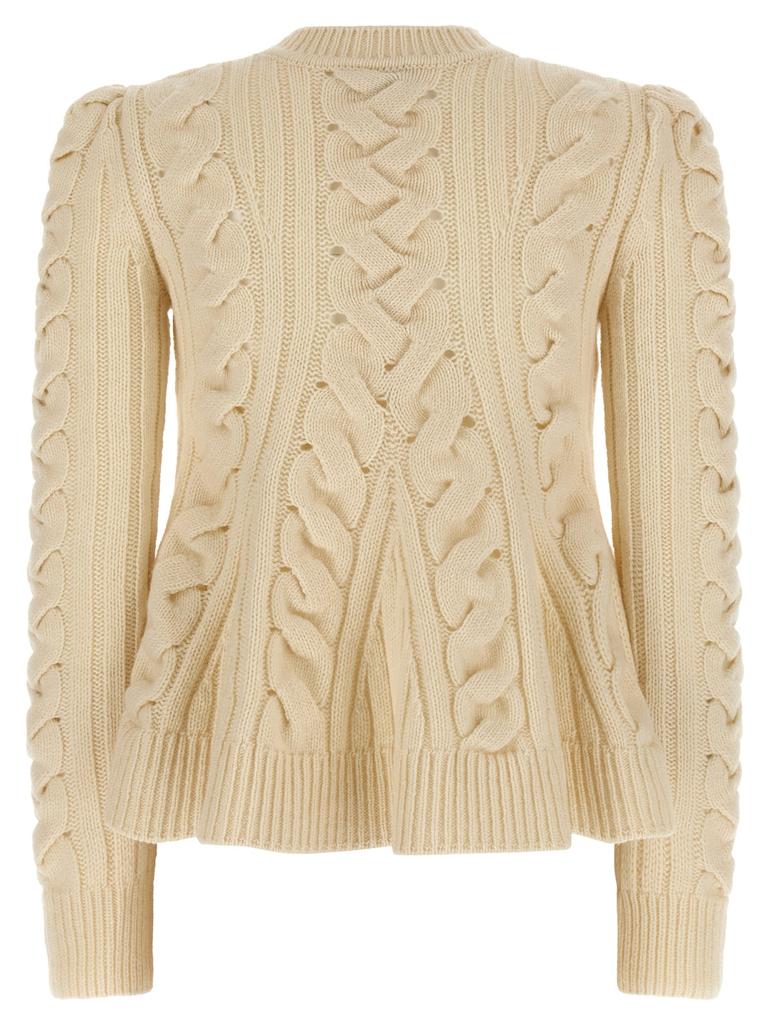 Mcqueen Peplum Cable Maglioni - Beige | 04791cf8de18288f31d1e56e22d233f906b4386b