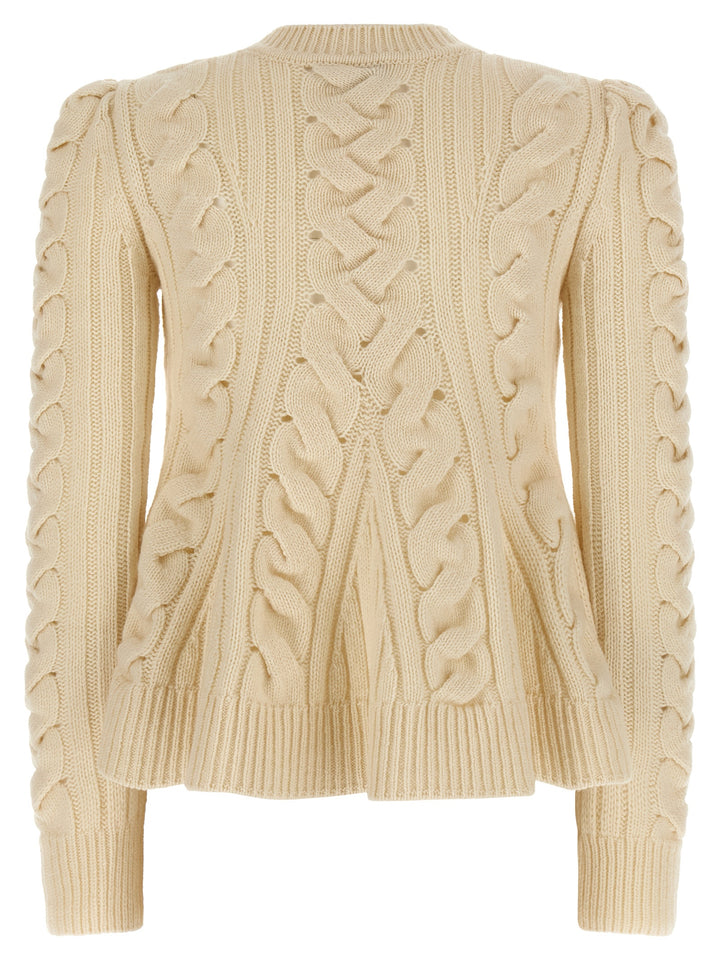 Mcqueen Peplum Cable Maglioni - Beige | 04791cf8de18288f31d1e56e22d233f906b4386b