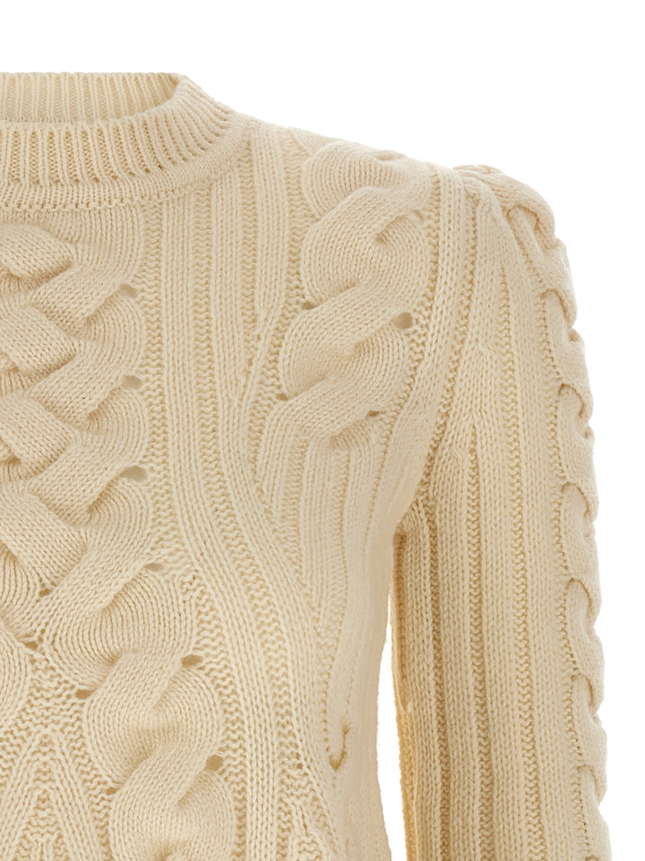 Mcqueen Peplum Cable Maglioni - Beige | 289eff201b0dfdcb41babd84dccda21395159f42