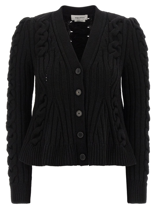Braided Wool Cardigan Maglioni Nero