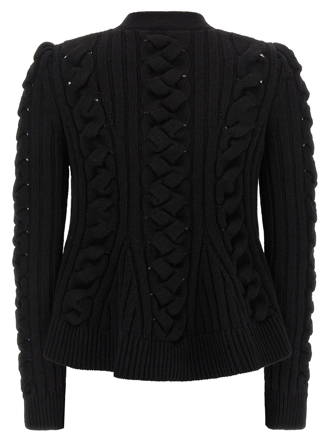 Mcqueen Braided Wool Cardigan Maglioni - Nero | 601958407eea4fdbf317c8209a0f03536c3a28e4