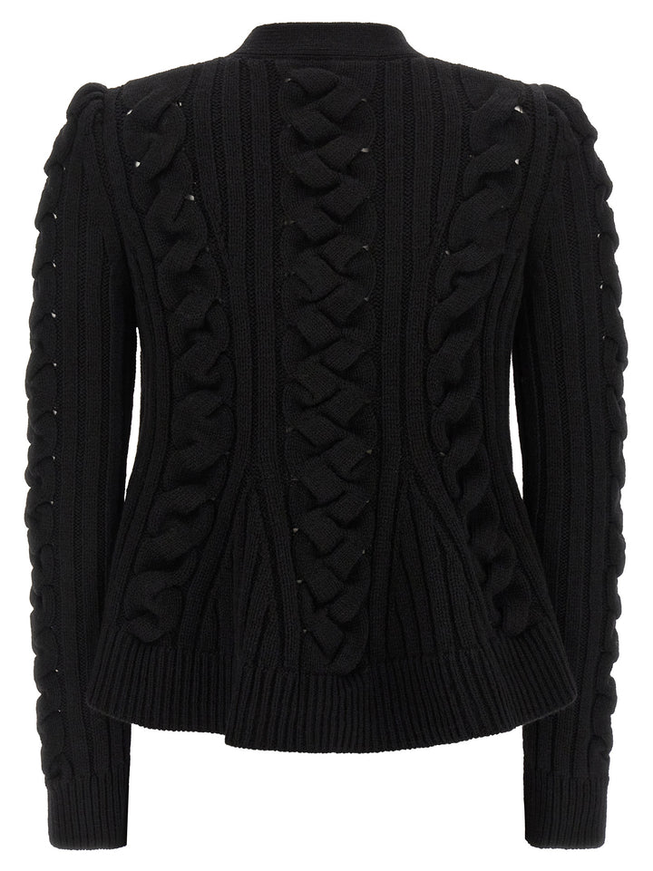 Mcqueen Braided Wool Cardigan Maglioni - Nero | 601958407eea4fdbf317c8209a0f03536c3a28e4