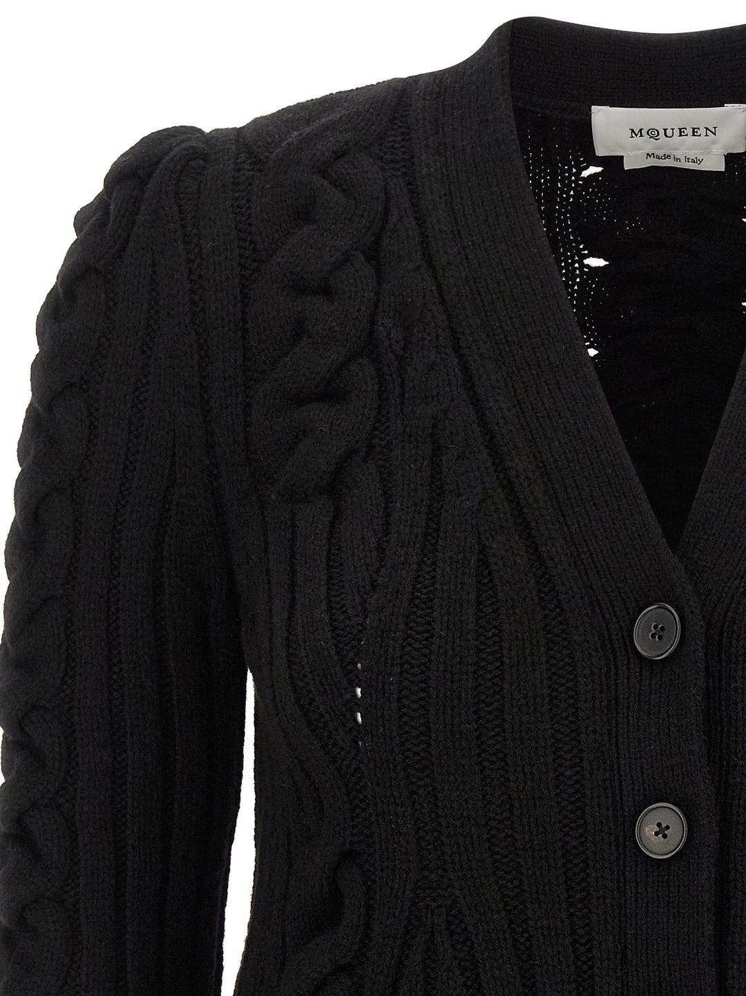 Mcqueen Braided Wool Cardigan Maglioni - Nero | 9aa694d133e0ee16dfc69e357e7e03e7272e8cff