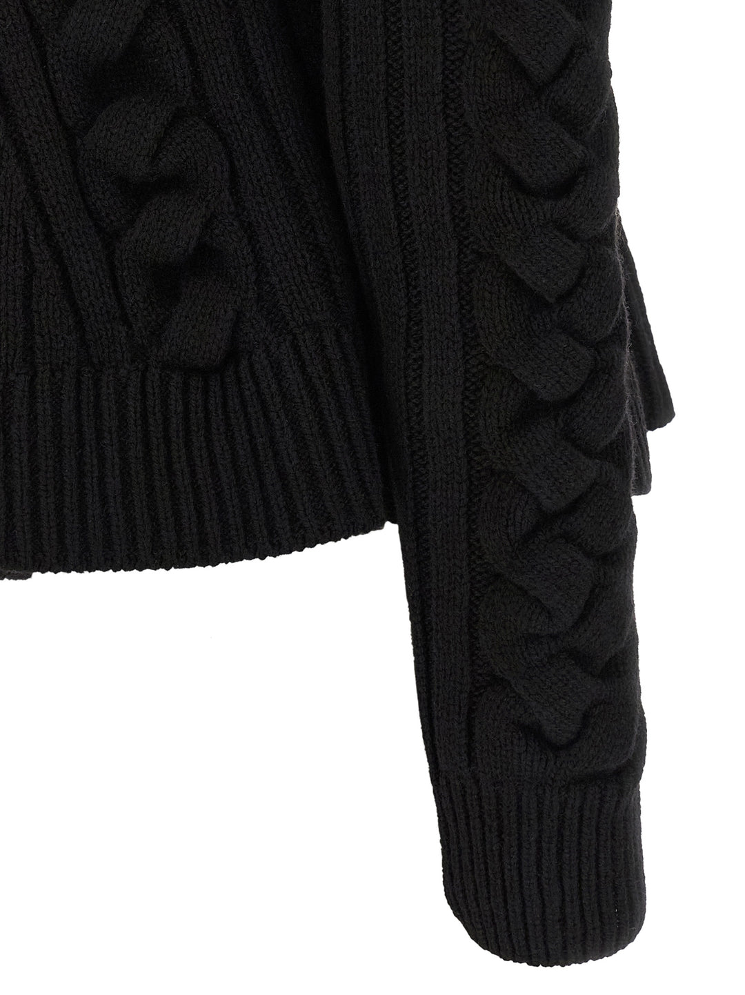 Mcqueen Braided Wool Cardigan Maglioni - Nero | 21d9f9a86b60aacea396b5f9f08e565e5cc2f738