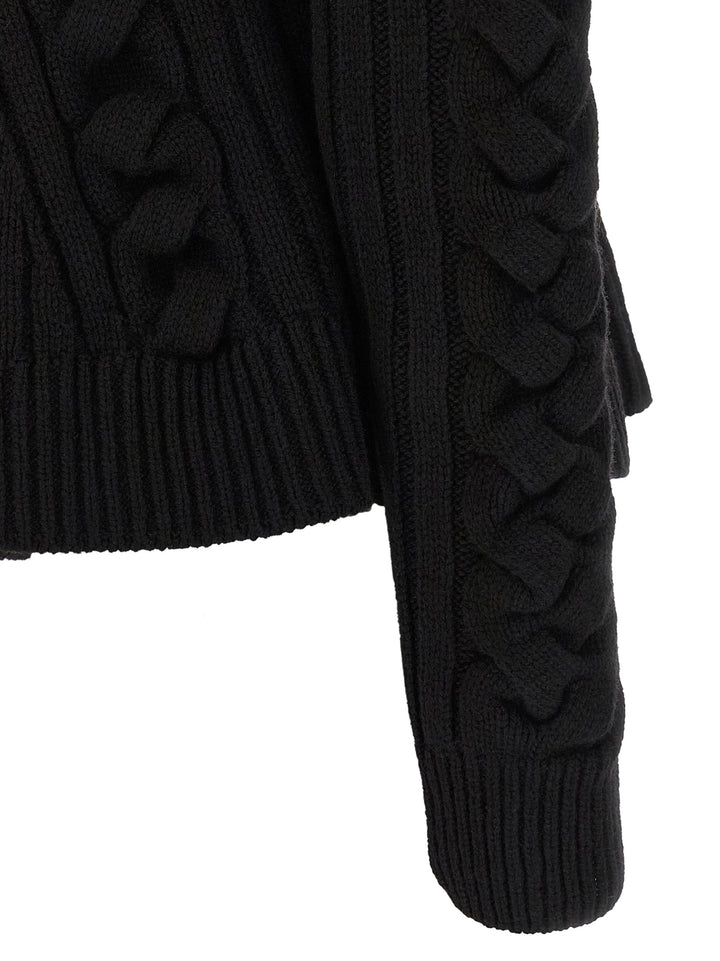 Mcqueen Braided Wool Cardigan Maglioni - Nero | 21d9f9a86b60aacea396b5f9f08e565e5cc2f738