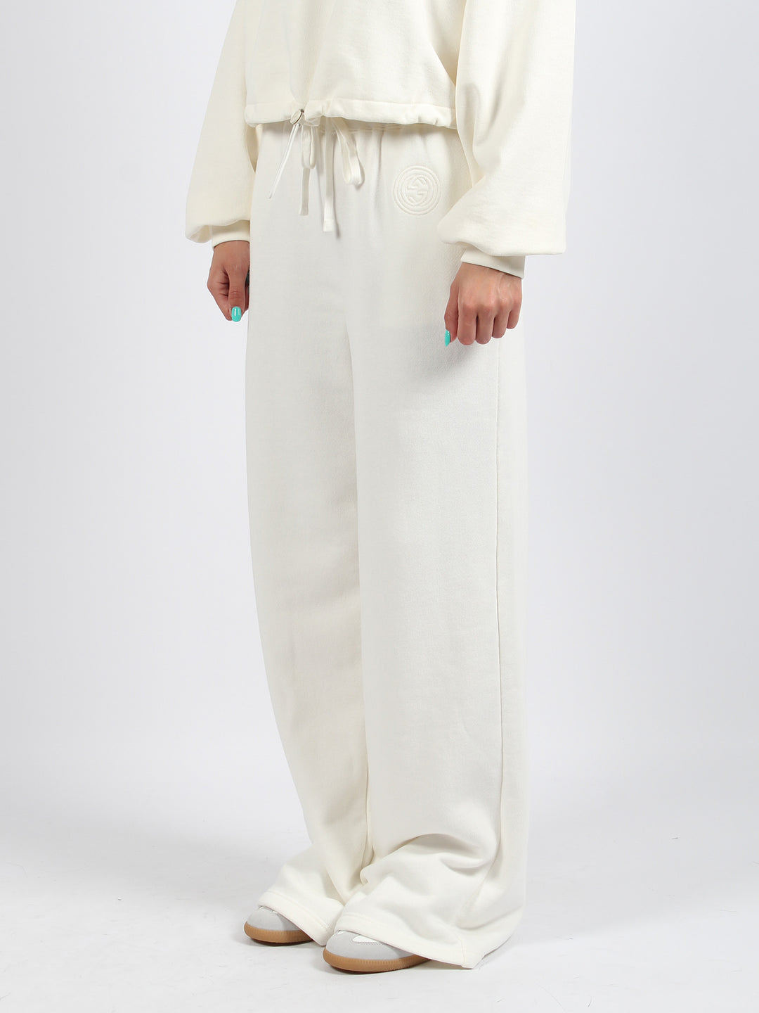 Embroidered cotton jersey trousers