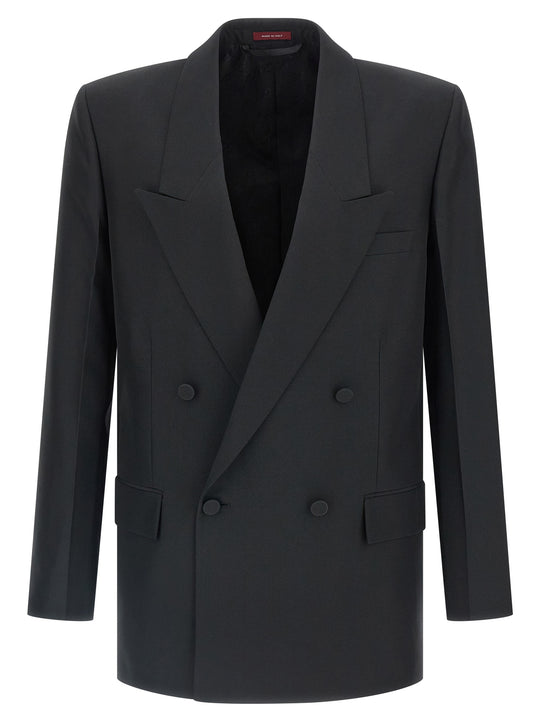 Double-Breasted Technical Panama Blazer Nero