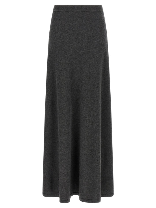 Maxi Wool Skirt Gonne Grigio