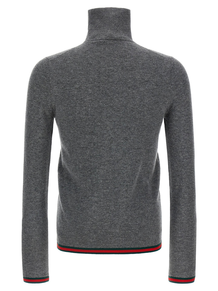 Gucci Web Ribbon Mesh Maglioni - Grigio | ac7c7ff5940521ebb75858e48e3a4a992bb26ba2