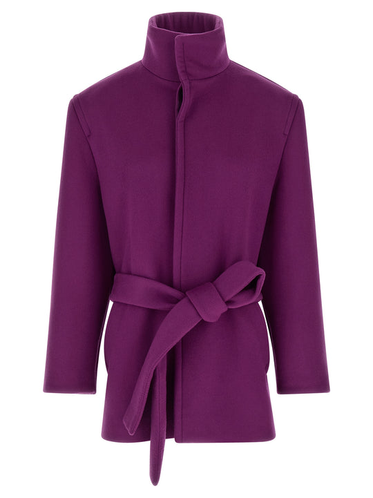 Double-Face Wool Coat Trench E Impermeabili Viola