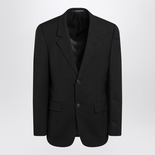 Black Single-Breasted Wool Jacket