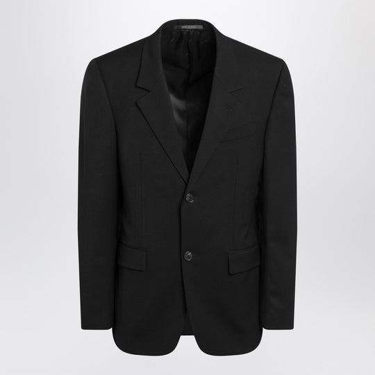 Single-Breasted Black Wool Jacket