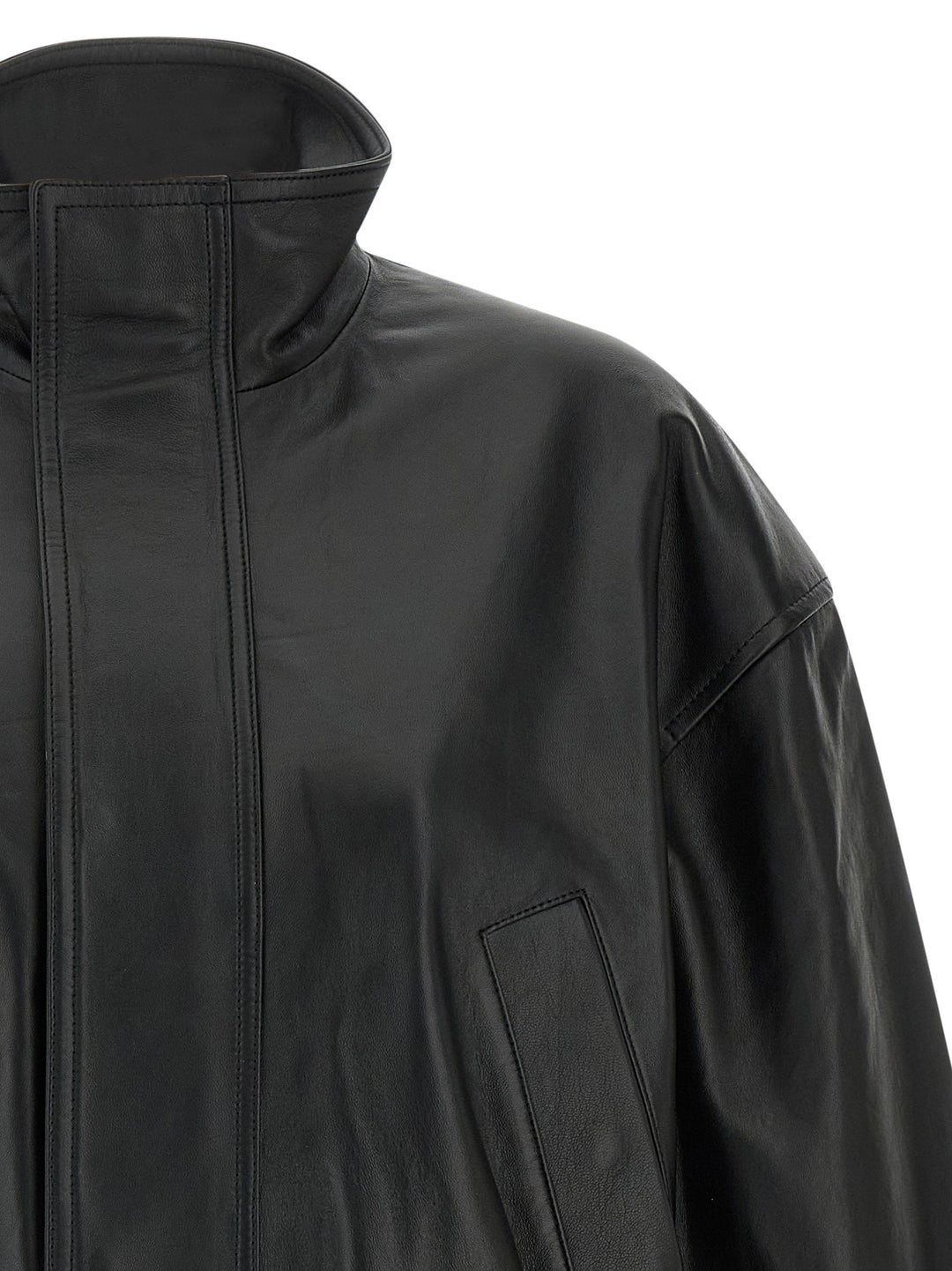 Balenciaga Leather Blouson Puffer Jackets - Nero | 30764ea499507fbc779c4dfbbc659cca7345610b