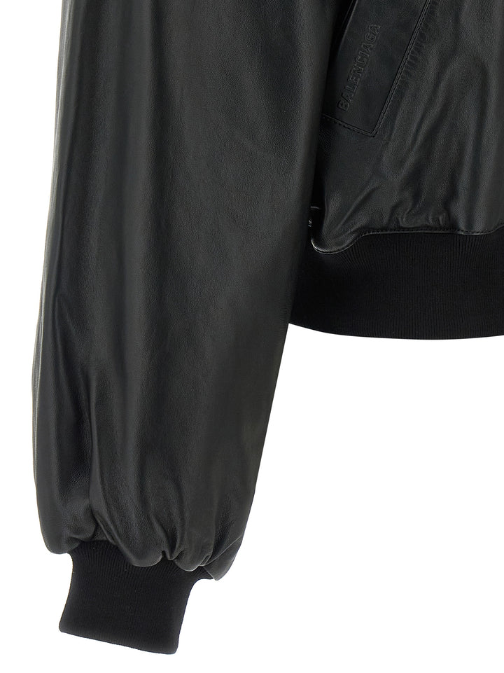 Balenciaga Leather Blouson Puffer Jackets - Nero | bccf8b0e66e42dc7d8278f7ced69814c562b4439