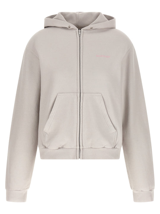 Logo Embroidery Hoodie Felpe Grigio