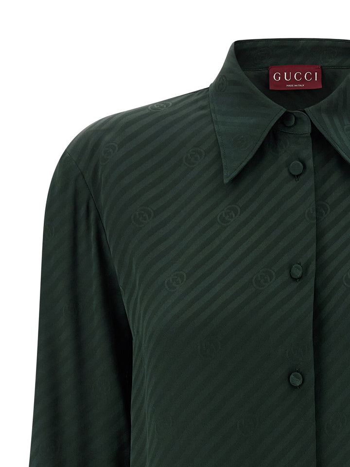 Gucci Incrocio Gg Camicie - Verde | b62d734969905ef5e14462f854dda00e96b51e1b