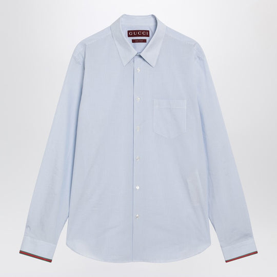 Light Blue Striped Shirt With Web Detail