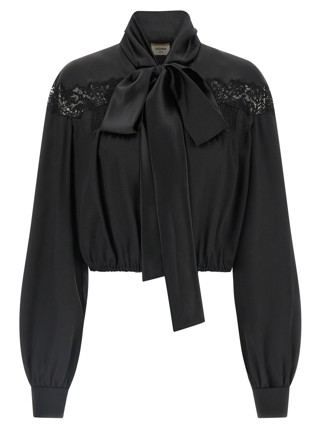 Saint Laurent Lace Silk Shirt Camicie - Nero | f993721a1160ae694a8807e5b493ccc546b1e124