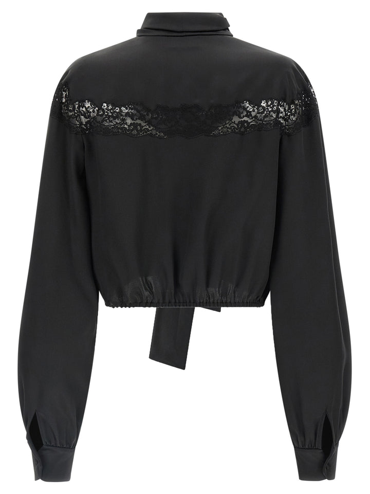 Saint Laurent Lace Silk Shirt Camicie - Nero | d9ee0393f59382aeab456c581a3847d6adc401b7