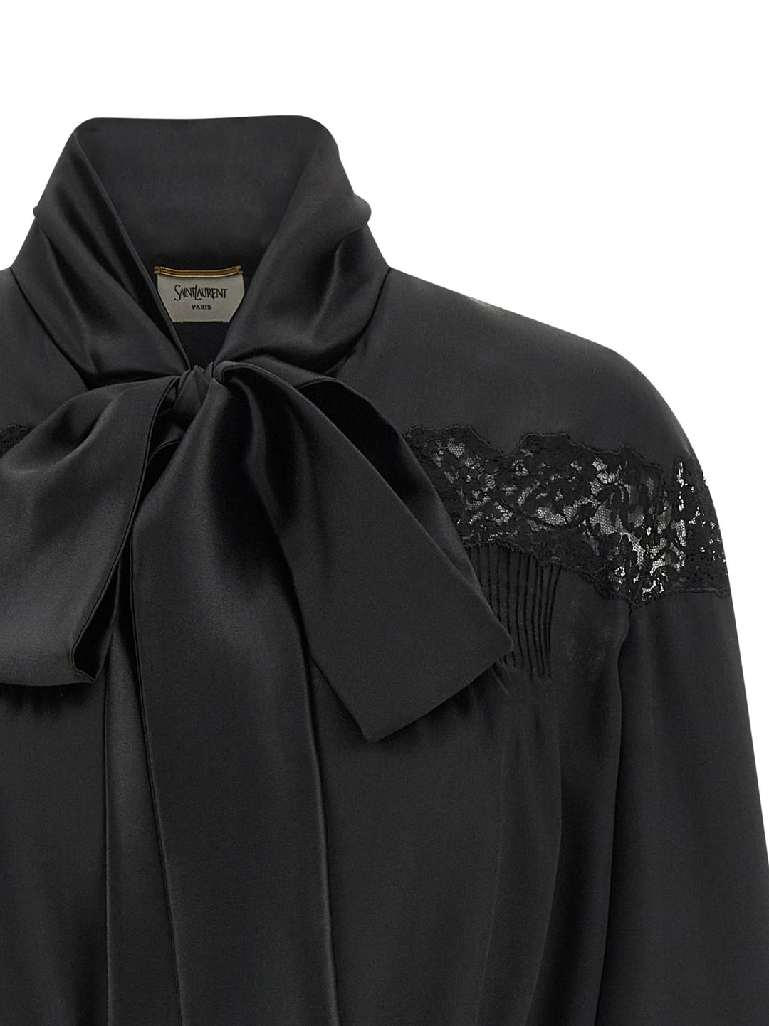 Saint Laurent Lace Silk Shirt Camicie - Nero | 2cd8ef506f447a640971b762b0ed432d3d33abc3