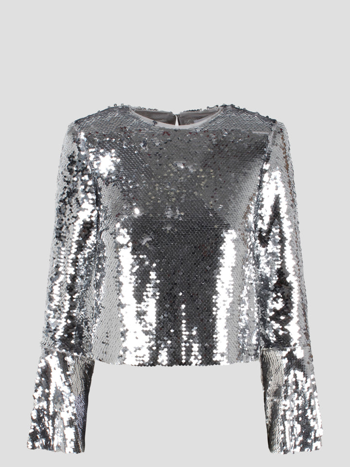 Sequin flared sleeve top
