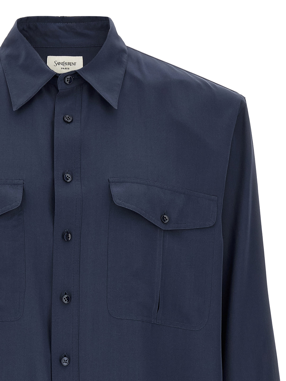 Saint Laurent Viscose And Silk Shirt Camicie - Blu | 6cf0c1e6376a813c25240a0815e341351302fbcc
