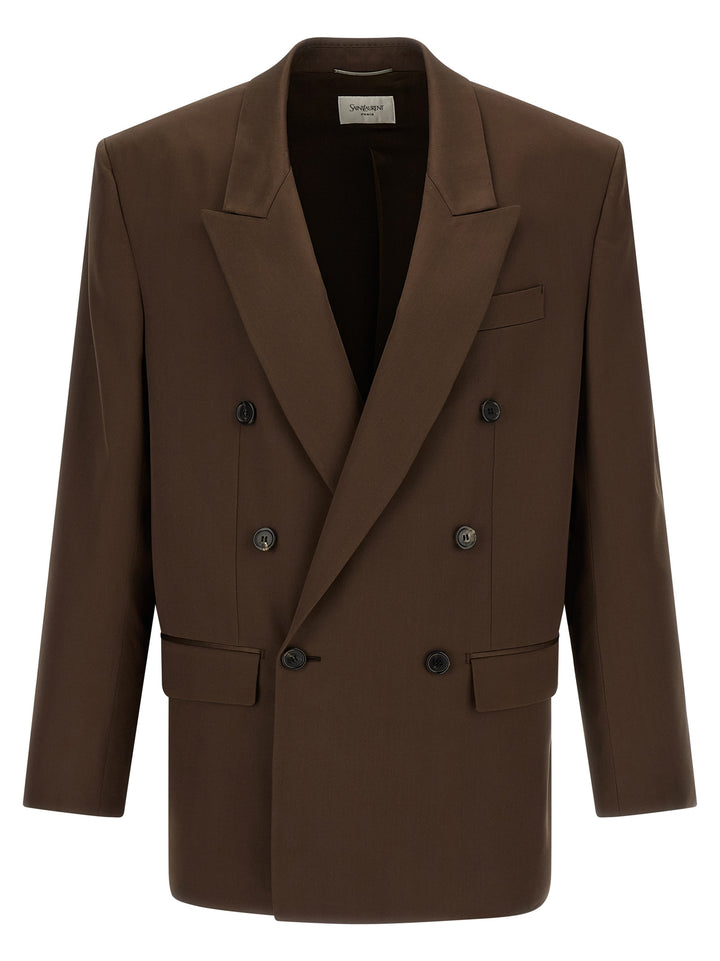 Saint Laurent Satin Blazer - Marrone | 87ce7abc0dd2bec13a7e876e46429523201b0337