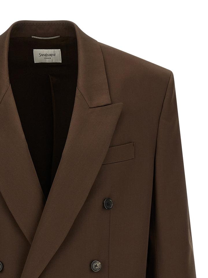 Saint Laurent Satin Blazer - Marrone | 00fc9f689cf04595ba9f9451a9ecd1ebbe700186