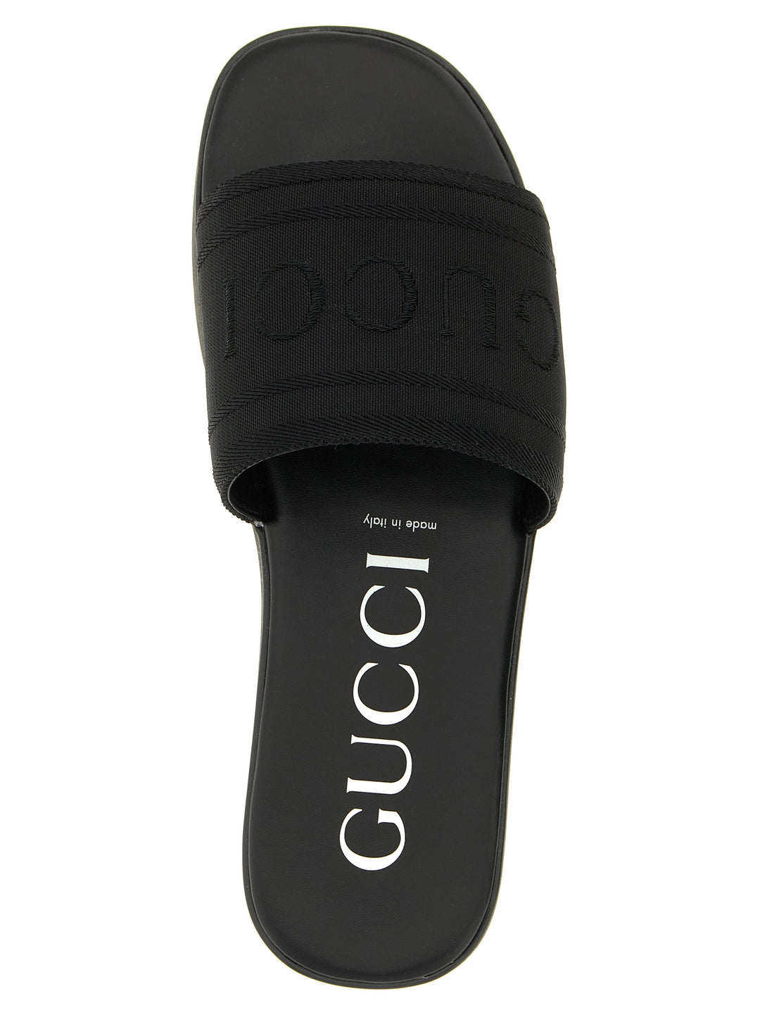 Gucci Jacquard Logo Slides Sandali - Nero | bf9b54685b9ec619c9ad5c0c192efe92184dcbfe