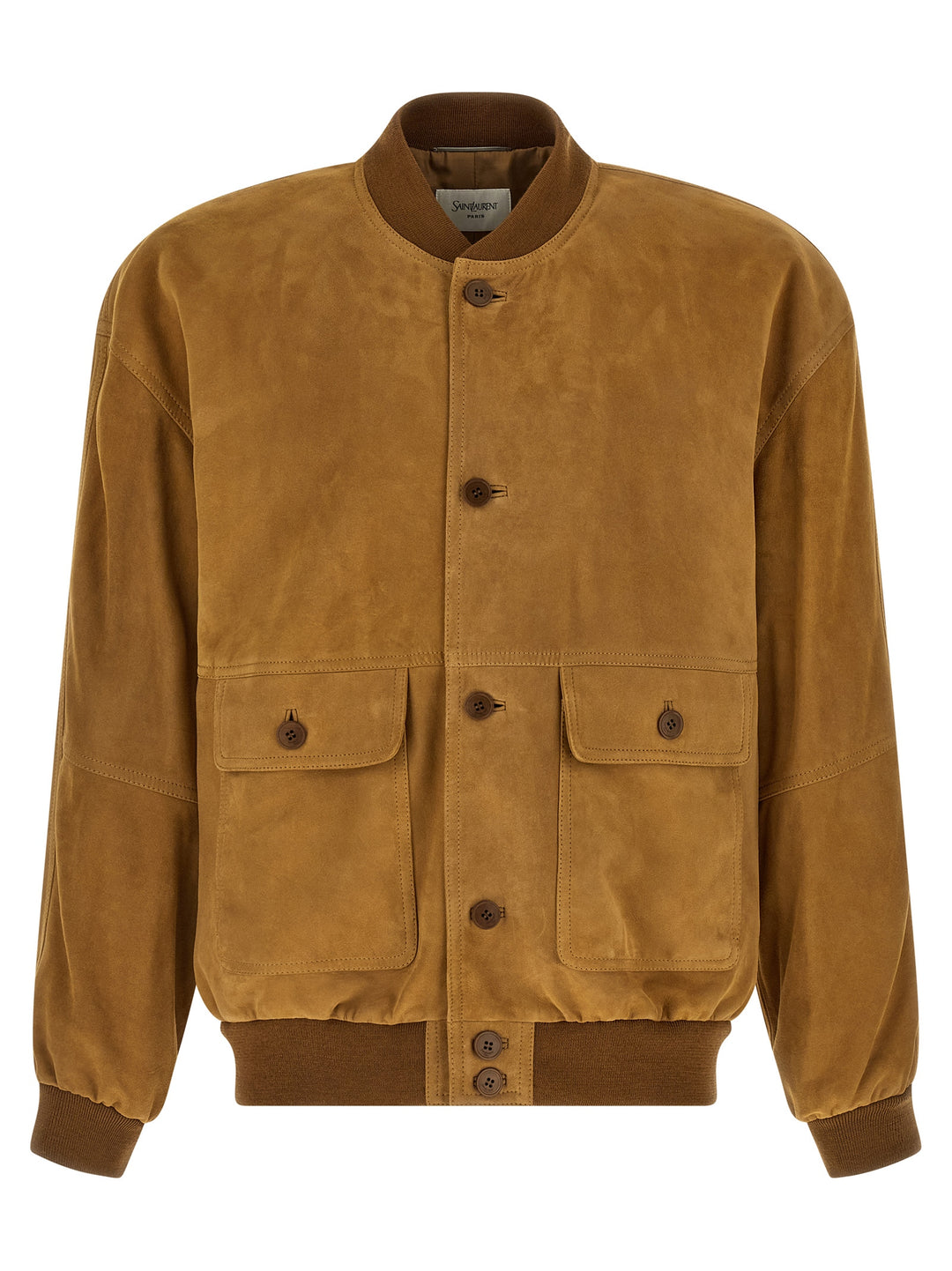Saint Laurent Suede Bomber Jacket Puffer Jackets - Marrone | f497193c2147bfa9ed9439068e80bdc555951e6d