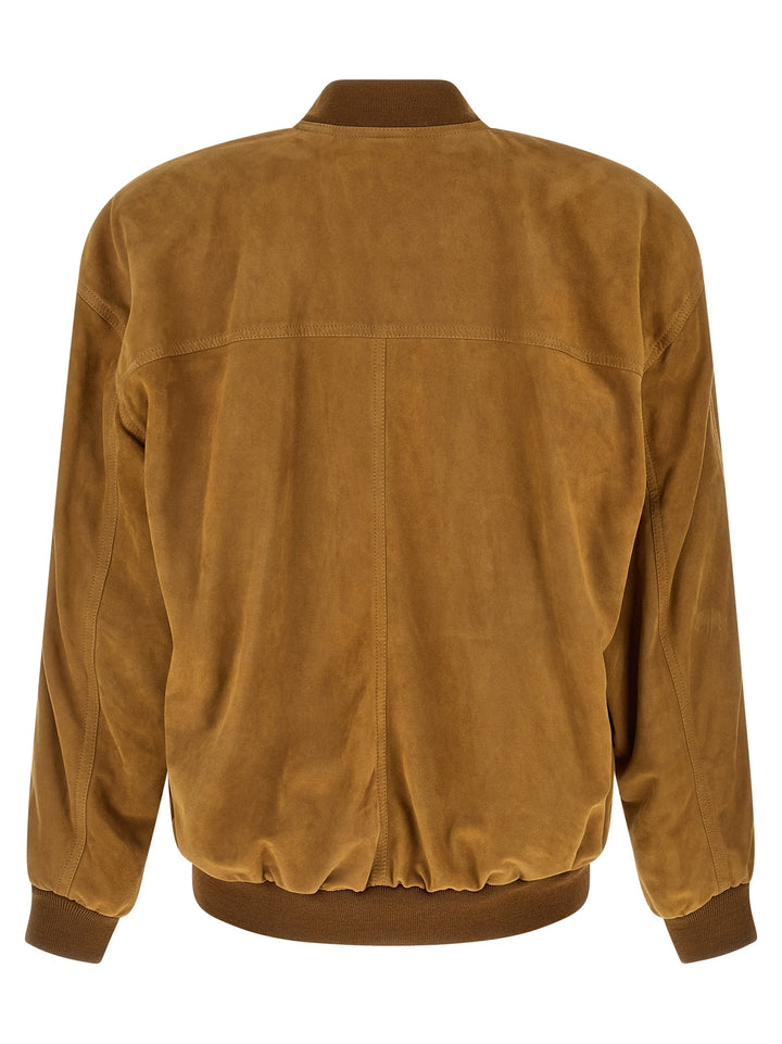 Saint Laurent Suede Bomber Jacket Puffer Jackets - Marrone | 9fb30dd91de263eeefdd5cac7bf51c36f44be46c