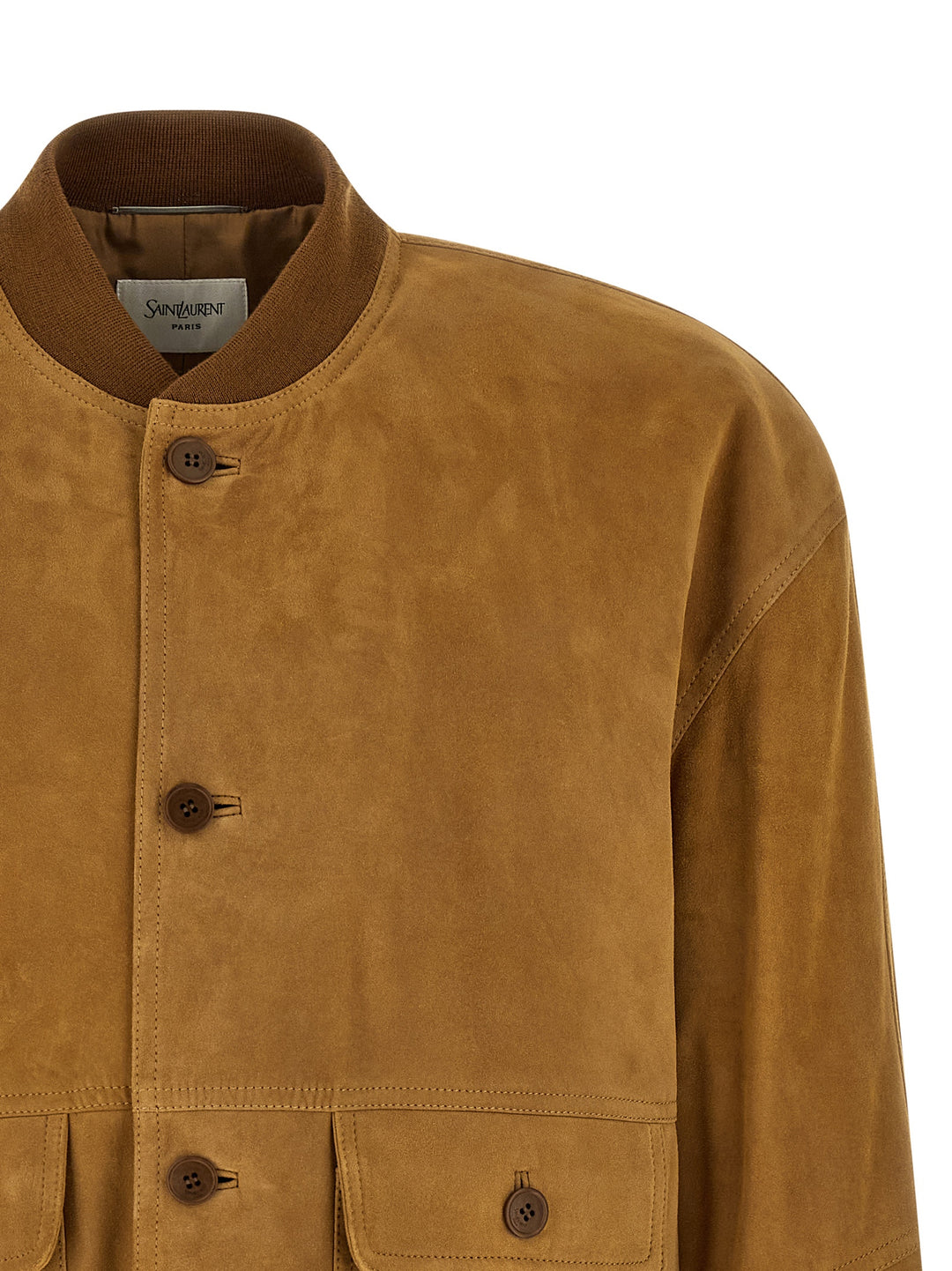 Saint Laurent Suede Bomber Jacket Puffer Jackets - Marrone | d1bf9d89aed63962d7c255293168c4f6ce83b527