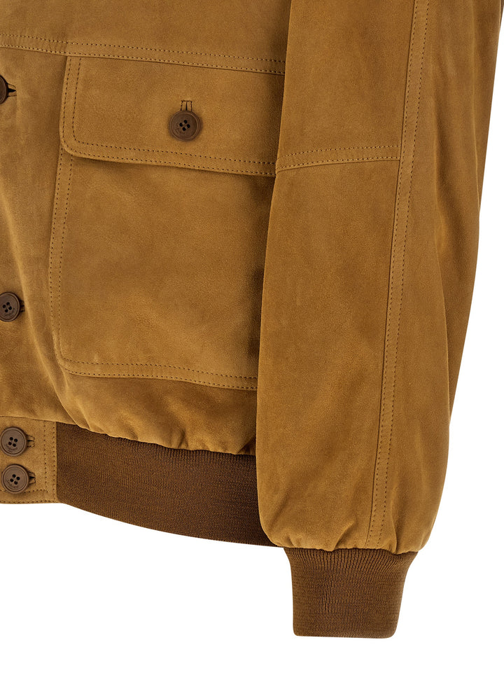 Saint Laurent Suede Bomber Jacket Puffer Jackets - Marrone | 5878964a1dc639f198174e69739fcf91058a6939