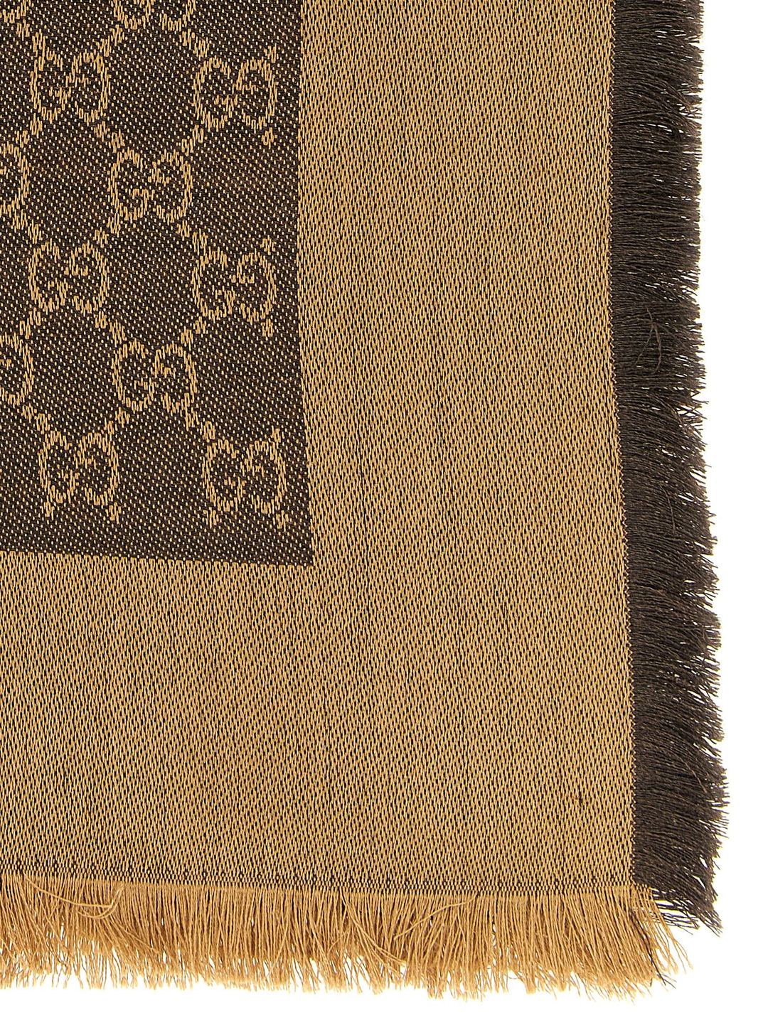 Gucci Wool And Silk Shawl Gg Sciarpe - Marrone | e12f33cc328fcfeaf7d849a11d4a26c7e54336e7
