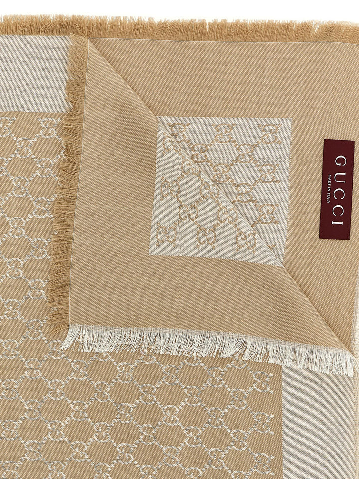 Gucci Wool And Silk Shawl Gg Sciarpe - Beige | a157d7b19959ff166a06f3dccb39a01af87566a8