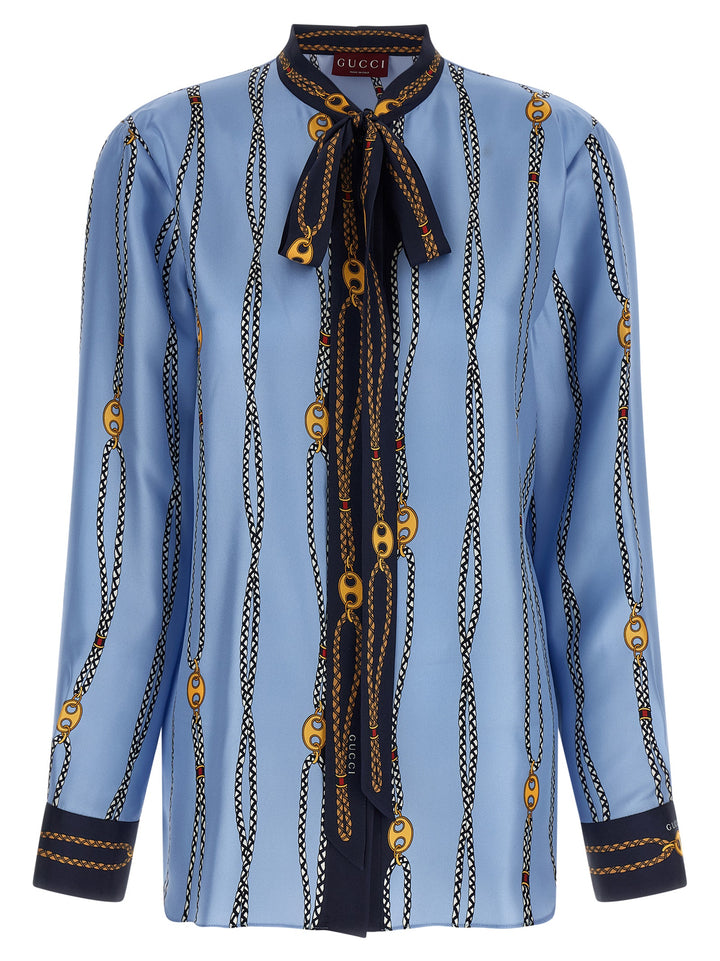Gucci Lavallière Collar Shirt Camicie - Celeste | 456753f9cee6e2458b6bd06451b7cb8d8b26007e