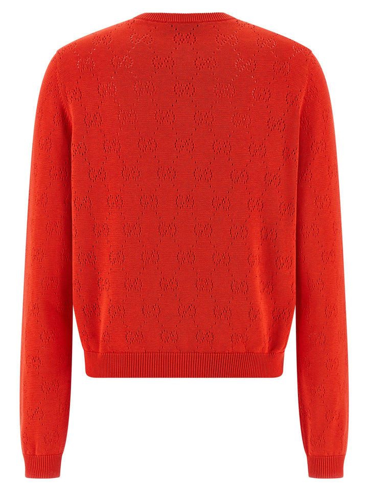 Gucci Openwork Gg Cardigan Maglioni - Rosso | 2511be1fadcd7caf6eb6215db6efe29d98e6eef0
