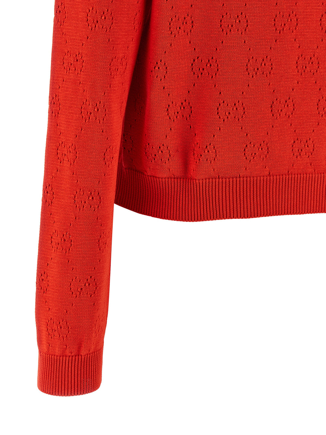 Gucci Openwork Gg Cardigan Maglioni - Rosso | f2551eb76cb39bd399e03e6eee3d2a0a3d9be7bb