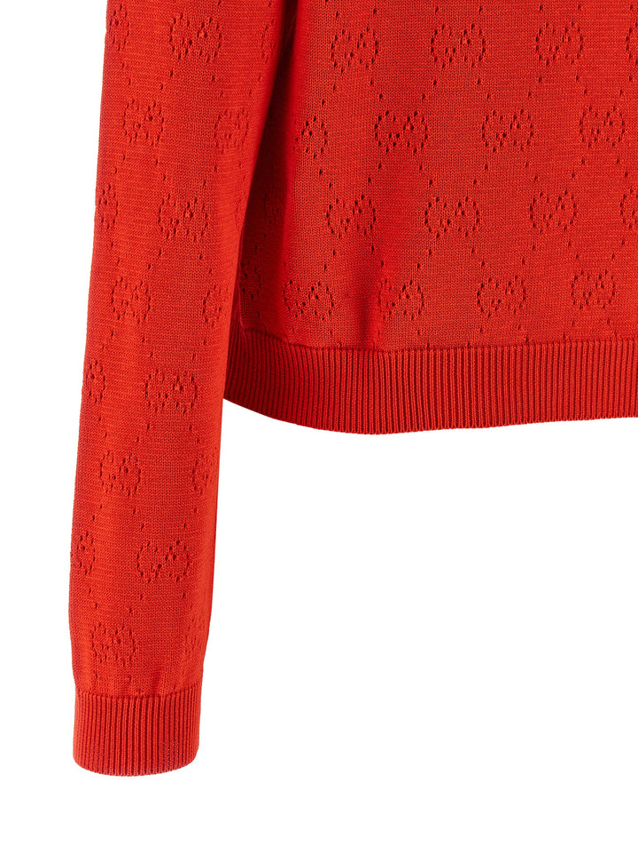Gucci Openwork Gg Cardigan Maglioni - Rosso | f2551eb76cb39bd399e03e6eee3d2a0a3d9be7bb