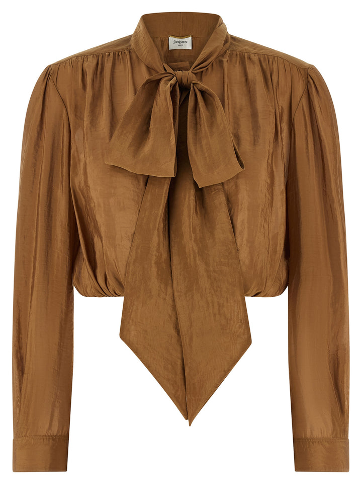 Saint Laurent Lavallière Neck Blouse Camicie - Marrone | 0cb3e1d3c76f5ce0bf3801d14cd3d418f809ff77
