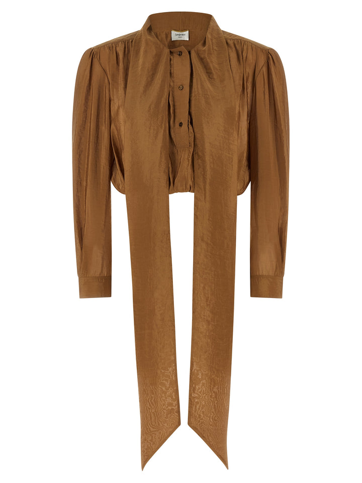 Saint Laurent Lavallière Neck Blouse Camicie - Marrone | 131c2517899b8bb30c16b71db87f366276083441