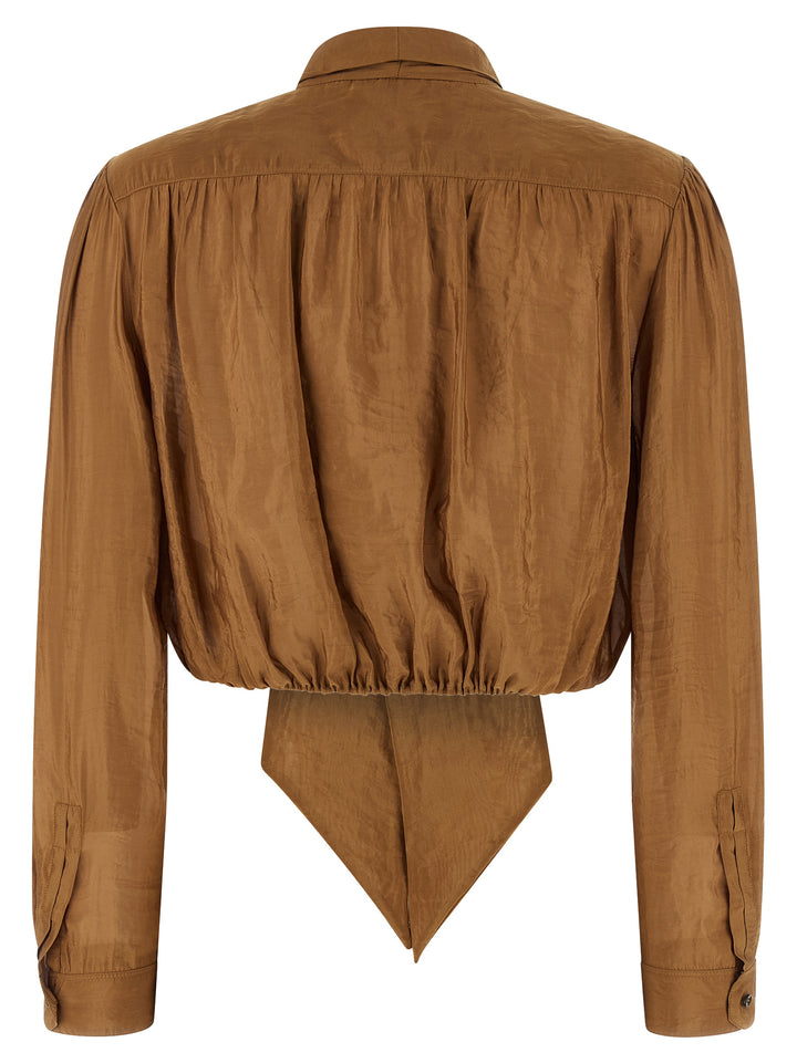 Saint Laurent Lavallière Neck Blouse Camicie - Marrone | 32f46057c0eb7ce9f060f7838f352a51b6fa90db