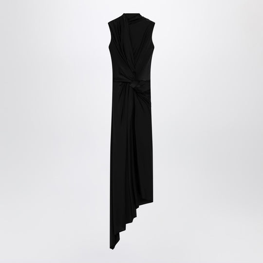 Black Draped Midi Dress