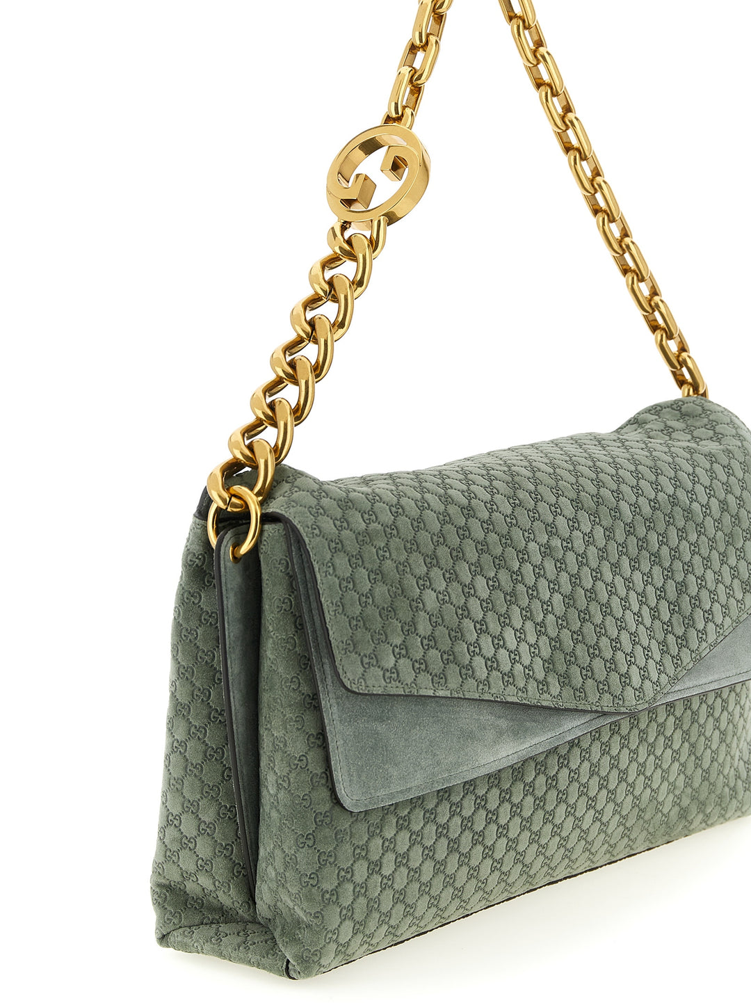 Gucci Gg Large Suede Shoulder Bag Borse a Spalla e Tracolla - Verde | 8ca1c8c103596c29d5e8749d808a0ec555098a18