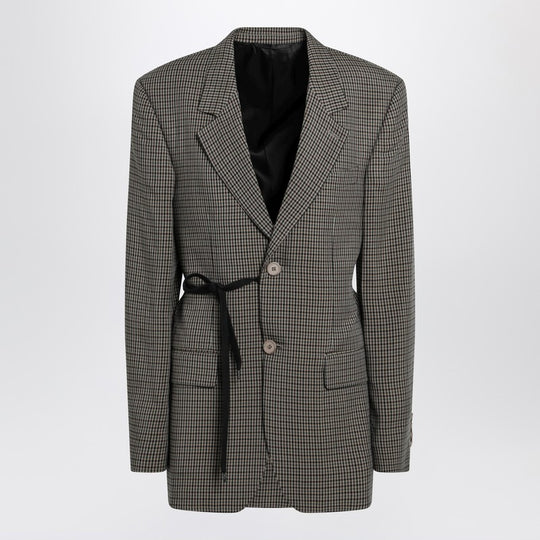 Vichy-Pattern Jacket With Side Lace Detail